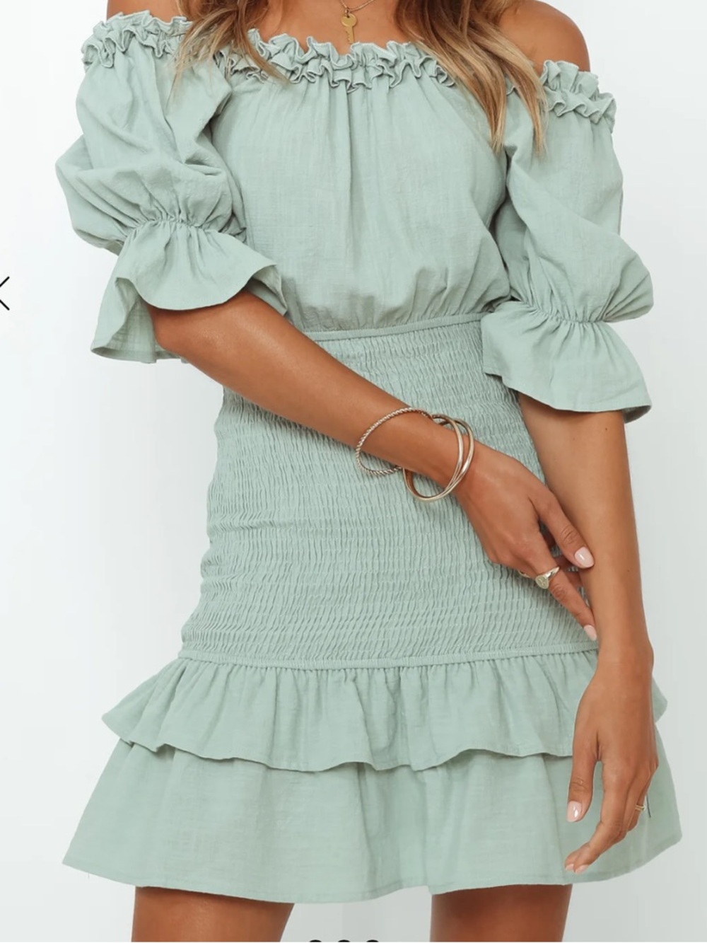 Sage Off-Shoulder Ruffle Dress - Picture 8 of 8